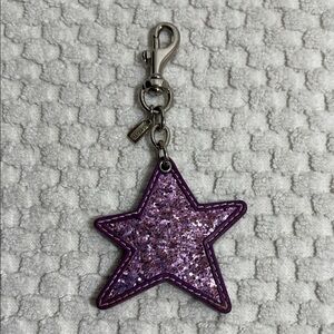 Coach Purple Glitter Star Keychain